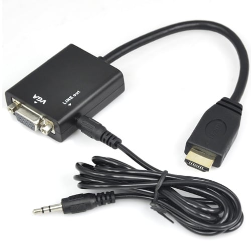 Adaptador Convertidor HDMI a VGA con cable audio auxiliar