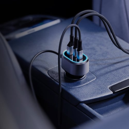 Cargador de auto con extensión USB C 6 puertos 100W Cargador de auto con extensión USB C 6 puertos 100W