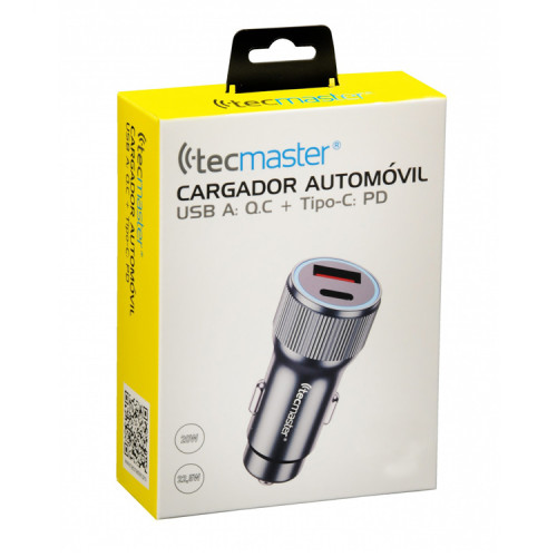 Cargador Automóvil USB C y USB Máx 42.5W