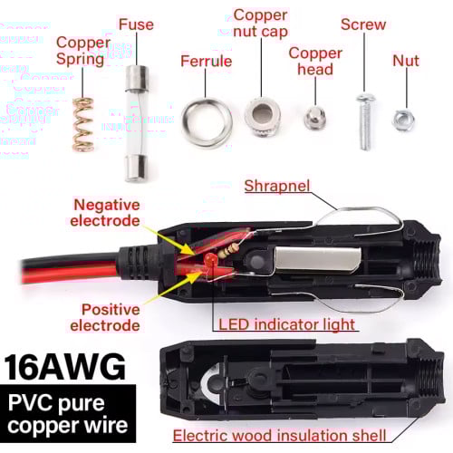 Adaptador encendedor Enchufe auto 12v 24v con Fusible