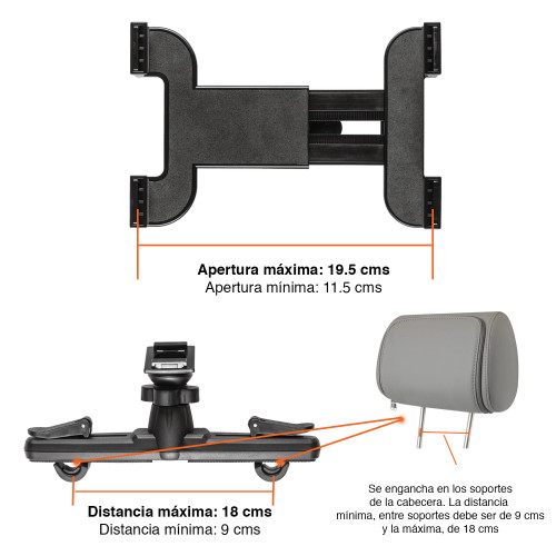 Soporte tablet iPad auto asiento cabecera Trust