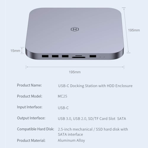 Docking Station USB C Mac Mini cofre SSD Sata Docking Station USB C Mac Mini cofre SSD Sata