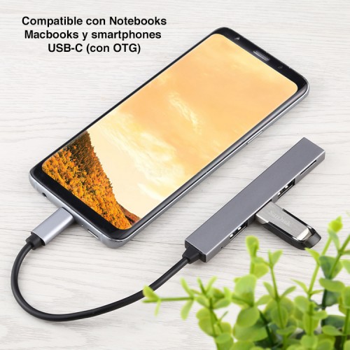 Hub USB C con 3 puertos USB 3.0 y lector SD 