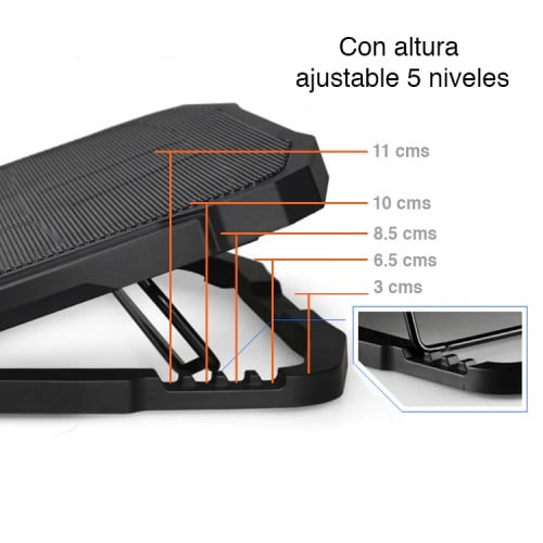 Ventilador notebook ajustable 4 ventiladores 