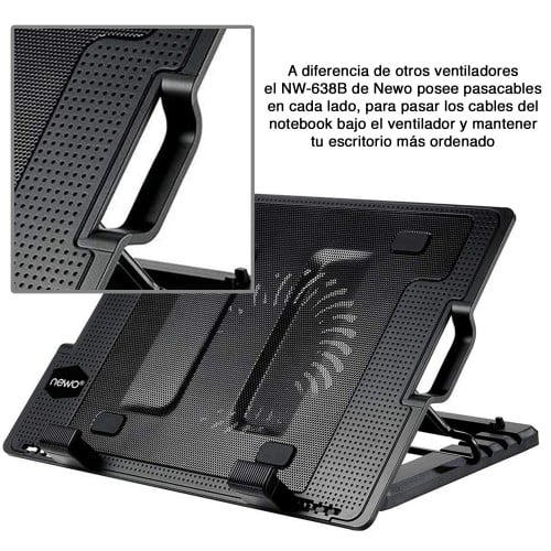 Ventilador base notebook pasacables Newo NW-638B