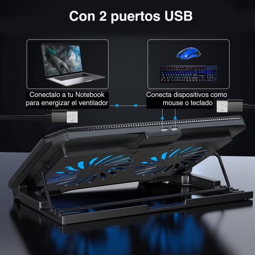 Ventilador notebook Base 2 ventiladores NW-638F Ventilador notebook Base 2 ventiladores NW-638F