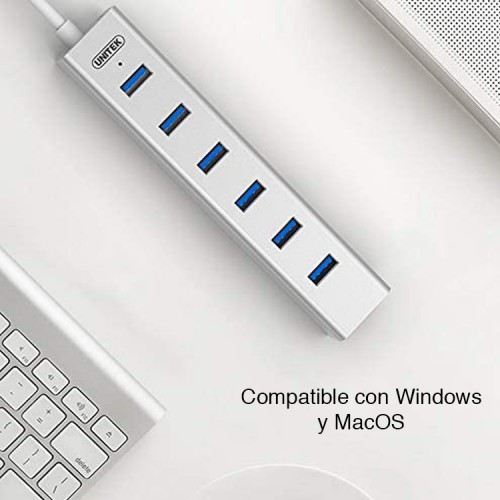 Hub USB 3.0 duplicador 7 puertos energizado Unitek