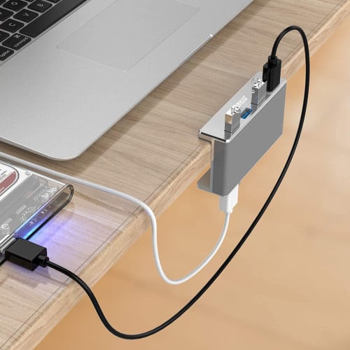 Hub 4 Usb 3.0 Aluminio con prensa plateado Hub 4 Usb 3.0 Aluminio con prensa plateado