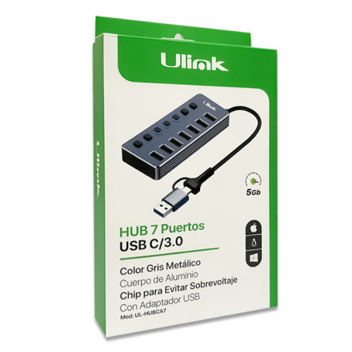 Hub USB C con adaptador USB a 7 Puertos USB 3.0 Hub USB C con adaptador USB a 7 Puertos USB 3.0