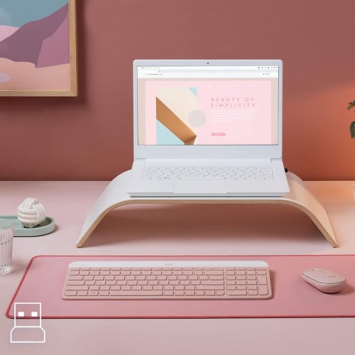 Teclado rosado Logitech con mouse inalámbrico Teclado rosado Logitech con mouse inalámbrico