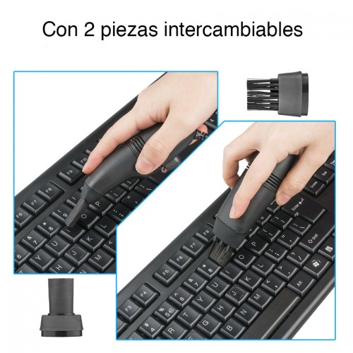 Aspiradora USB para teclado con cepillo y luz