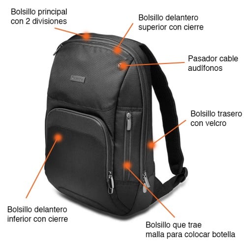 Mochila Notebook 14" Negra con reflectante Kensington 