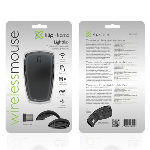 Mouse inalámbrico plegable ergonómico receptor USB