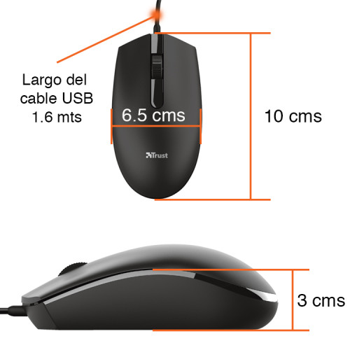 Mouse USB cable 1200 dpi Negro Ambidiestro Trust Mouse USB cable 1200 dpi Negro Ambidiestro Trust