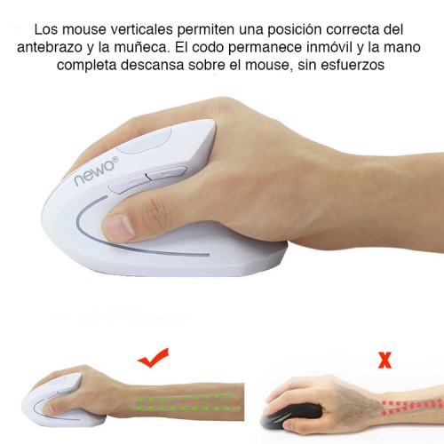 Mouse Vertical Ergonómico Inalámbrico Blanco
