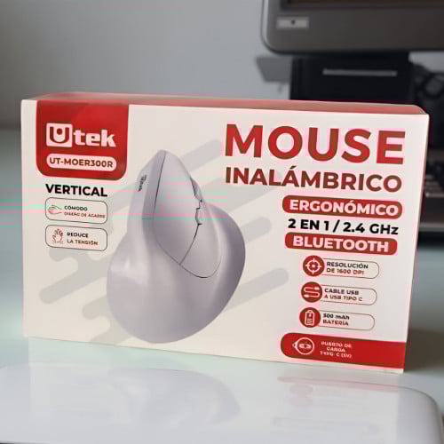 Mouse vertical inalámbrico blanco bluetooth y 2.4Ghz Mouse vertical inalámbrico blanco bluetooth y 2.4Ghz