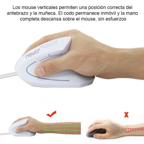 Mouse Vertical Ergonómico Cable USB Blanco