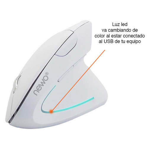 Mouse Vertical Ergonómico Cable USB Blanco