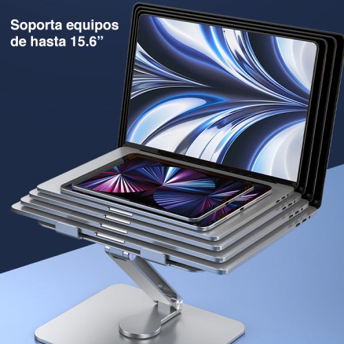 Soporte Notebook Giratorio aluminio ajustable hasta 15.6"