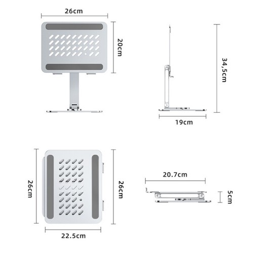 Soporte Notebook Giratorio aluminio ajustable hasta 15.6"
