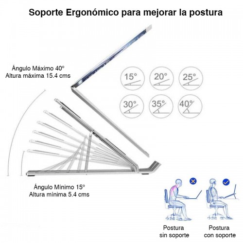 Soporte Plegable Notebook y Macbook 14" Aluminio 
