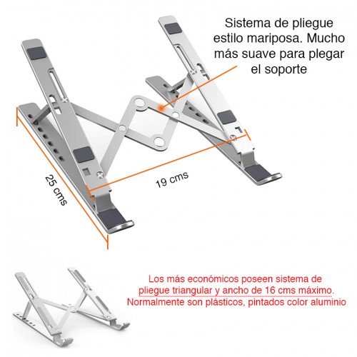 Soporte Plegable de Aluminio para Notebook, Macbook – Aluminio – SIPO