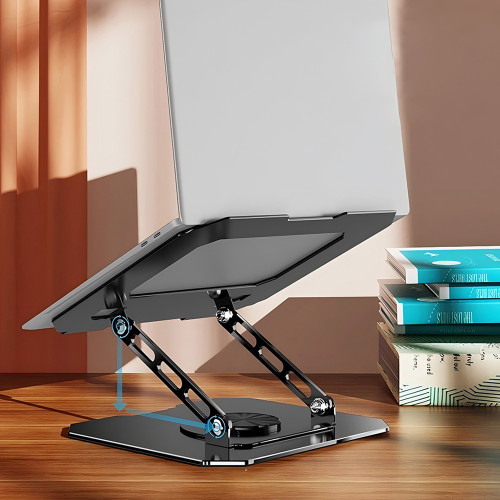 Soporte Notebook Giratorio aluminio negro ajustable 17"
