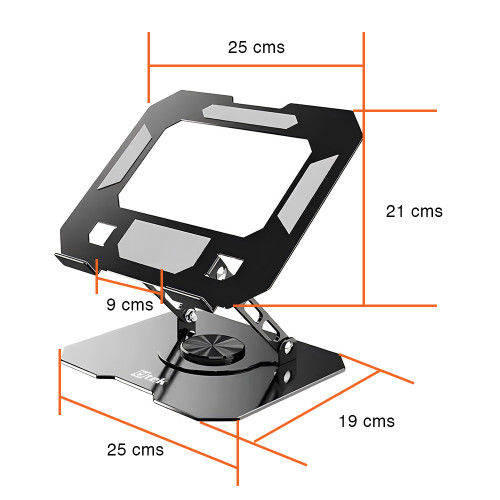 Soporte Notebook Giratorio aluminio negro ajustable 17"