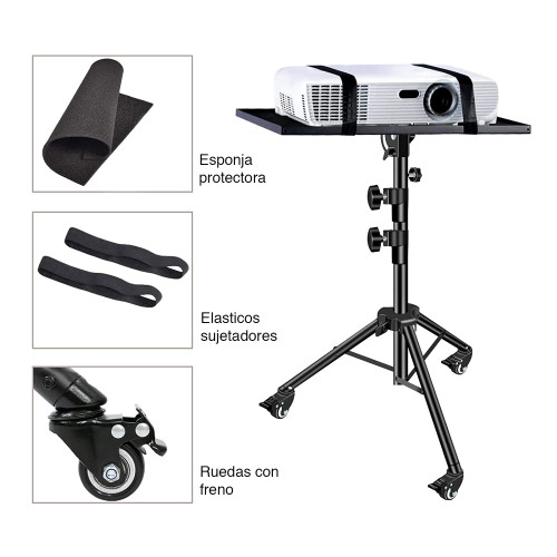 Atril Notebook ajustable y soporte celular con ruedas	
