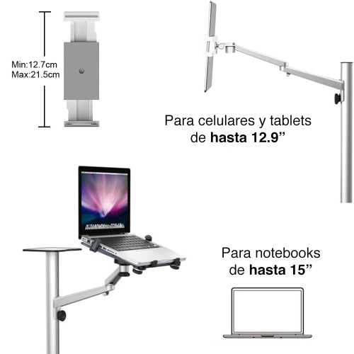 Stand para Notebook Tablet Smartphone aluminio 105 cms Stand para Notebook Tablet Smartphone aluminio 105 cms