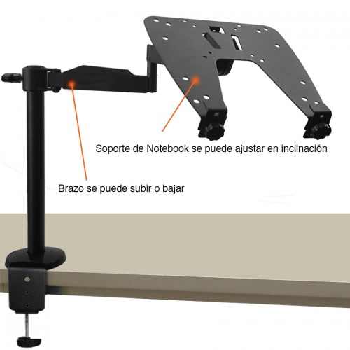 Soporte atril brazo Notebook 15.4" Escritorio Ajustable B51