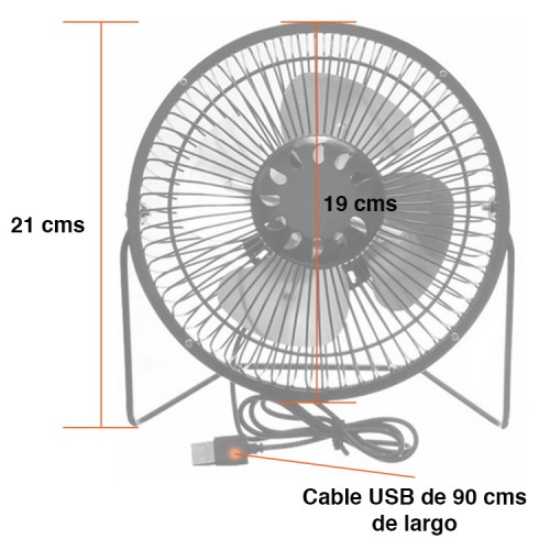 Ventilador USB Escritorio XL 19 cms metálico
