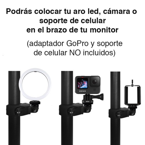 Abrazadera montaje celular GoPro atril brazo Monitor