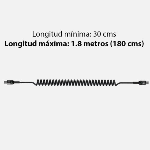 Cable USB C a USB C Retráctil cordón 1.8 mts Cable USB C a USB C Retráctil cordón 1.8 mts
