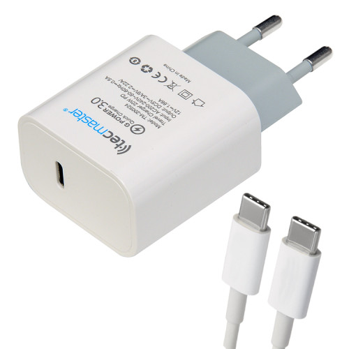 Cargador USB C con cable USB C 20W Certificación SEC