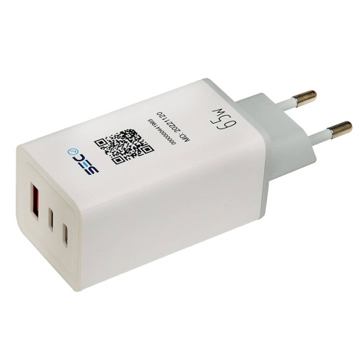 Cargador USB C y USB 3 puertos carga rápida 65W 
