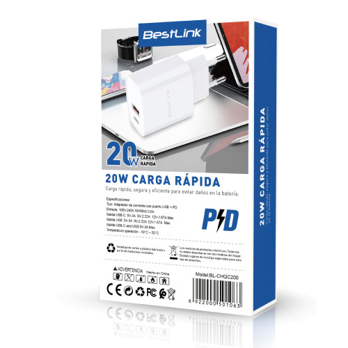 Cargador USB C Carga Rápida 20W certificado SEC Cargador USB C Carga Rápida 20W certificado SEC