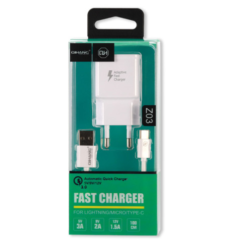 Cargador celular 5V 3A Micro USB Carga Rápida 3.0