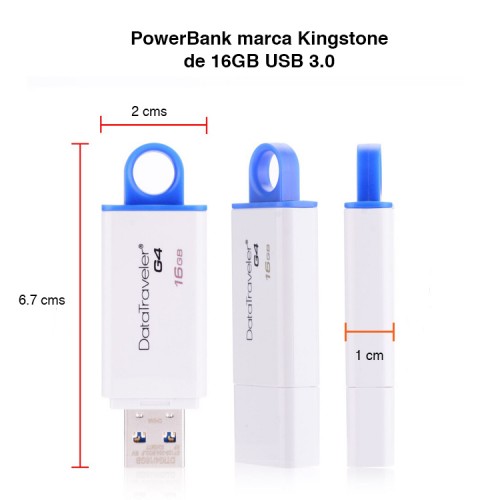 Kit Pendrive 16GB USB 3.0 y Power Bank 3000 mAh