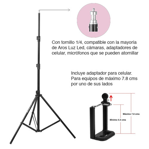 Trípode celular altura ajustable hasta 180 cms Trípode celular altura ajustable hasta 180 cms