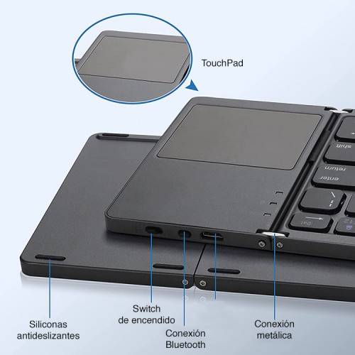Teclado Plegable Bluetooth con TouchPad NW-PB70