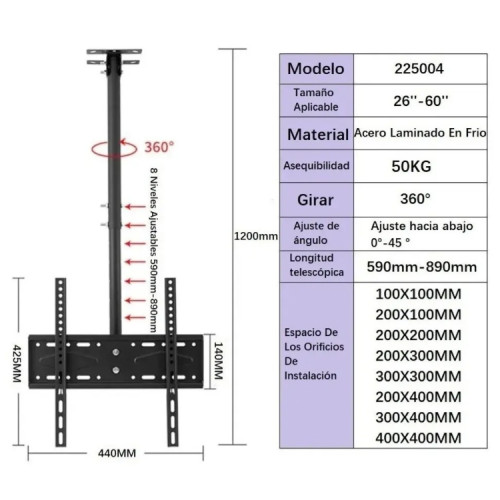 Soporte TV Techo de 26 hasta 60 pulgadas