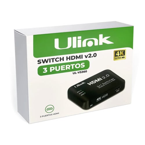 Switch HDMI 4K 2.0 de 3 puertos Ulink 