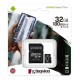 Tarjeta Micro SD 32GB Clase 10 Kingston 100Mbs