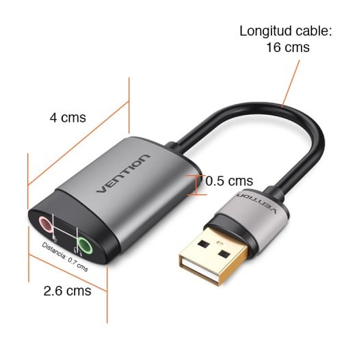 solidaridad zapatilla Enumerar Tarjeta de sonido USB Externa Vention | USB a Jack 3.5 Audífonos y Micrófono