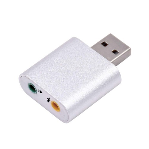 Tarjeta USB de sonido micrófono y audífonos aluminio 