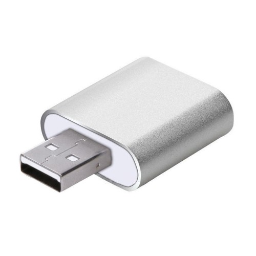 Tarjeta USB de sonido micrófono y audífonos aluminio 