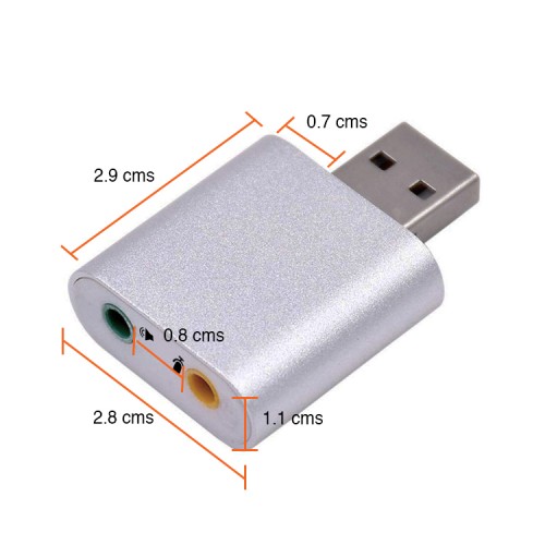 Tarjeta USB de sonido micrófono y audífonos aluminio 