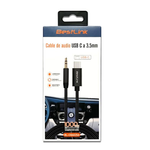 Cable de audio auxiliar 3.5mm a USB C 