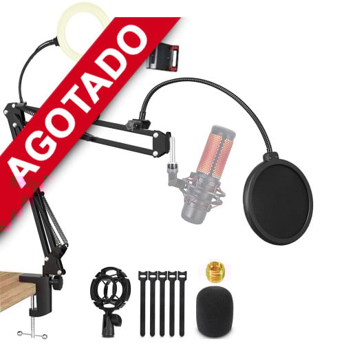 Brazo micrófono Hyperx Quadcast con antipop y aro led Brazo micrófono Hyperx Quadcast con antipop y aro led